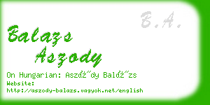 balazs aszody business card